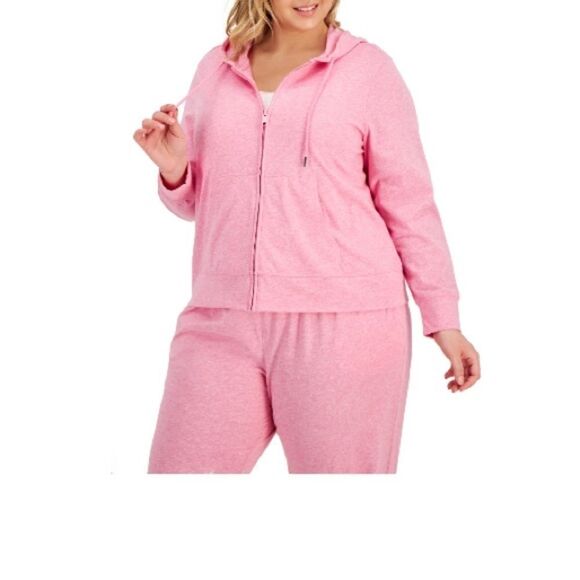 ID IDEOLOGY Plus Size Full-Zip Hooded Jacket, candy pink heather 2X - Picture 6 of 7